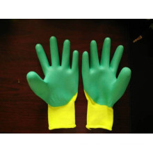 13G poliéster con látex guantes de trabajo de trabajo protectores de espuma de 3/4